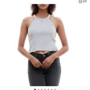 Wide Rib Tank In Olive and Gray Halter Neck Women's Top- Urban Social